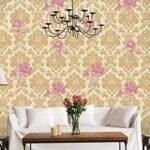 Jig-Tik PVC Self-Adhesive Wallpaper | Golden Pink Flower (45L x 300W CM) (AK 611)