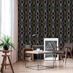 Jig-Tik Wall Stickers for Kitchen, Wood Wallpaper DIY PVC Shelf Liner, Furniture, Almirah, Table Top, Wardrobe, Multipurpose uses (45L x 300W CM) (Black Gold Wave)