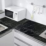 Jig-Tik Contact Paper Waterproof PVC Wallpapers Roll Embossed Europe Style Nordic 3D Sculpture Flower Wall Covering Modern Wall Décor (45L x 300W CM) (Black-3)