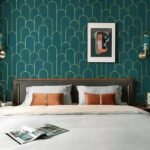 Jig-Tik Contact Paper Waterproof PVC Wallpapers Roll Embossed Europe Style Nordic 3D Sculpture Flower Wall Covering Modern Wall Décor (45L x 300W CM) (Green Gold)