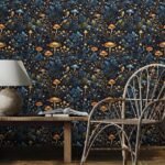 Jig-Tik Contact Paper Waterproof PVC Wallpapers Roll Embossed Europe Style Nordic 3D Sculpture Flower Wall Covering Modern Wall Décor (45L x 300W CM) (Blue Gold)