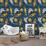 Jig-Tik New Astronaut Design Peel and Stick Wallpaper for Walls (45L x 300W CM) (Blue)