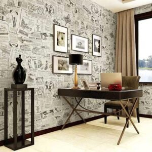 Jig-Tik 2025 Attractive Newly Design News Paper Wallpaper for Wall (45L x 300W CM) (Cream-2)