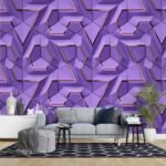 Jig-Tik Contact Paper Waterproof PVC Wallpapers Roll Embossed Europe Style Nordic 3D Sculpture Flower Wall Covering Modern Wall Décor(45L x 300W CM) (Purple)