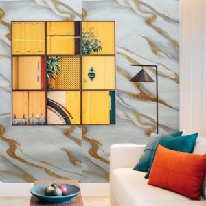 Jig-Tik Wallpaper Stickers for Wall Kitchen Platform Home Decorative Waterproof Oil Proof 60W * 200L CM (White Gold-2)