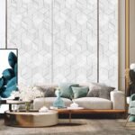 Jig-Tik Contact Paper Waterproof PVC Wallpapers Roll Embossed Europe Style Nordic 3D Sculpture Flower Wall Covering Modern Wall Décor (45L x 300W CM) (White)