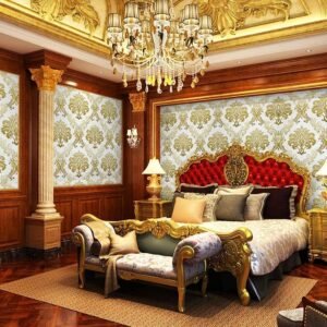 Jig-Tik Designer Golden Vinyl Wall Stickers Waterproof Wallpaper (45L x 300W CM) (AK 508)
