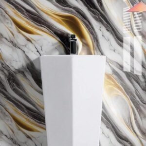 Jig-Tik Marble Wallpaper Oil Proof Waterproof Kitchen countertop, Living Rooms, Bedrooms, Hotel, Cafes Furniture (60W * 200L CM) (Black 51)