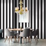 Jig-Tik Achromatic Stripes Print Wall Stickers | Self Adhesive Black and White Wallpaper for Wall – Effortless Home Décor | Waterproof & Scratch Resistant | Easy Installation | (45L x 300W CM) (JKE-BlackWhite)