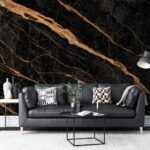 Jig-Tik Marble Wallpaper | Oil Proof | Waterproof | Kitchen countertop, Hotels, Living Rooms, Bedrooms, and cafés Furniture (60W * 200L CM) (Black Gold)