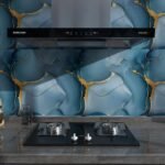 Jig-Tik Marble Wallpaper | Oil Proof & Waterproof | Vinyl Peel and Stick Wallpaper for Kitchen Countertops, Living Rooms, Bedrooms, Hotels & Cafés Furniture (60W × 200L CM) (Blue 81)