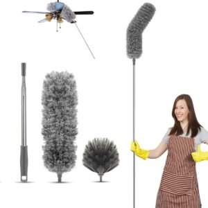 jig-tik-microfiber-feather-duster-2-in-1-with-100-extendable-pole-telescoping-cobweb-cleaner-with-flexible-bendable-head-ceiling-fan-cleaning-tool-gray